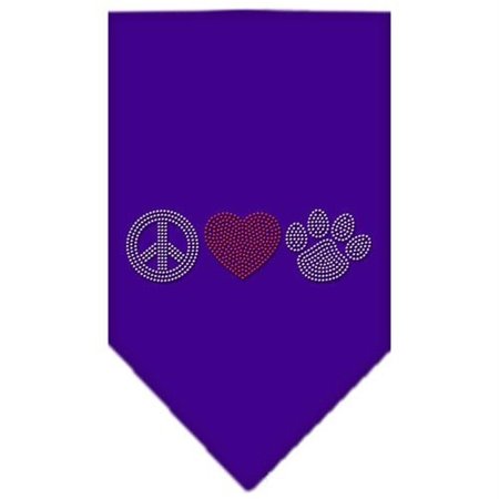 UNCONDITIONAL LOVE Peace Love Paw Rhinestone Bandana Purple Large UN760754